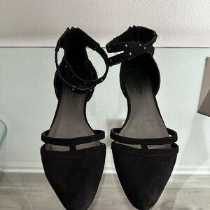 Self Esteem Women's Black Flats with Double Strap